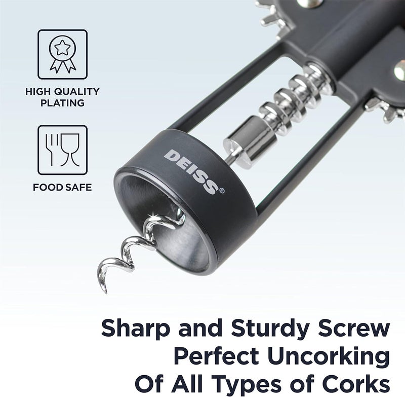 Deiss PRO Wing Corkscrew Wine Opener - 2 in 1 Wine Corkscrew and Beer Opener - The Easiest Way to Open Wine Bottle Corks - Reliable and Sturdy Wine Opener - Wine Bottle Opener - Image 5